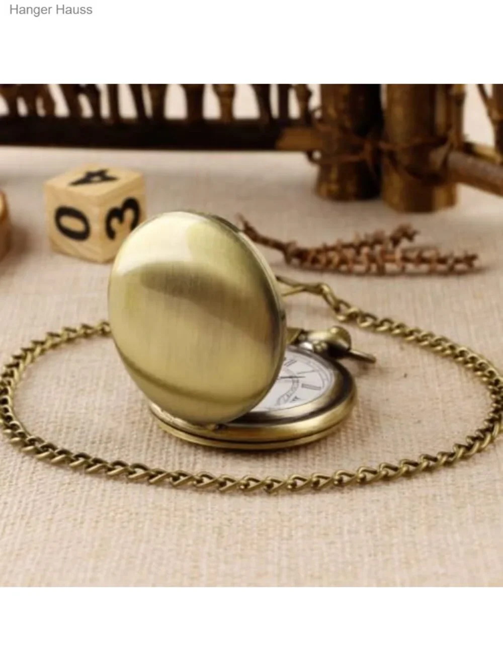 Vintage Alloy Steel Quartz Pocket Watch with Chain Roman Numerals Gift